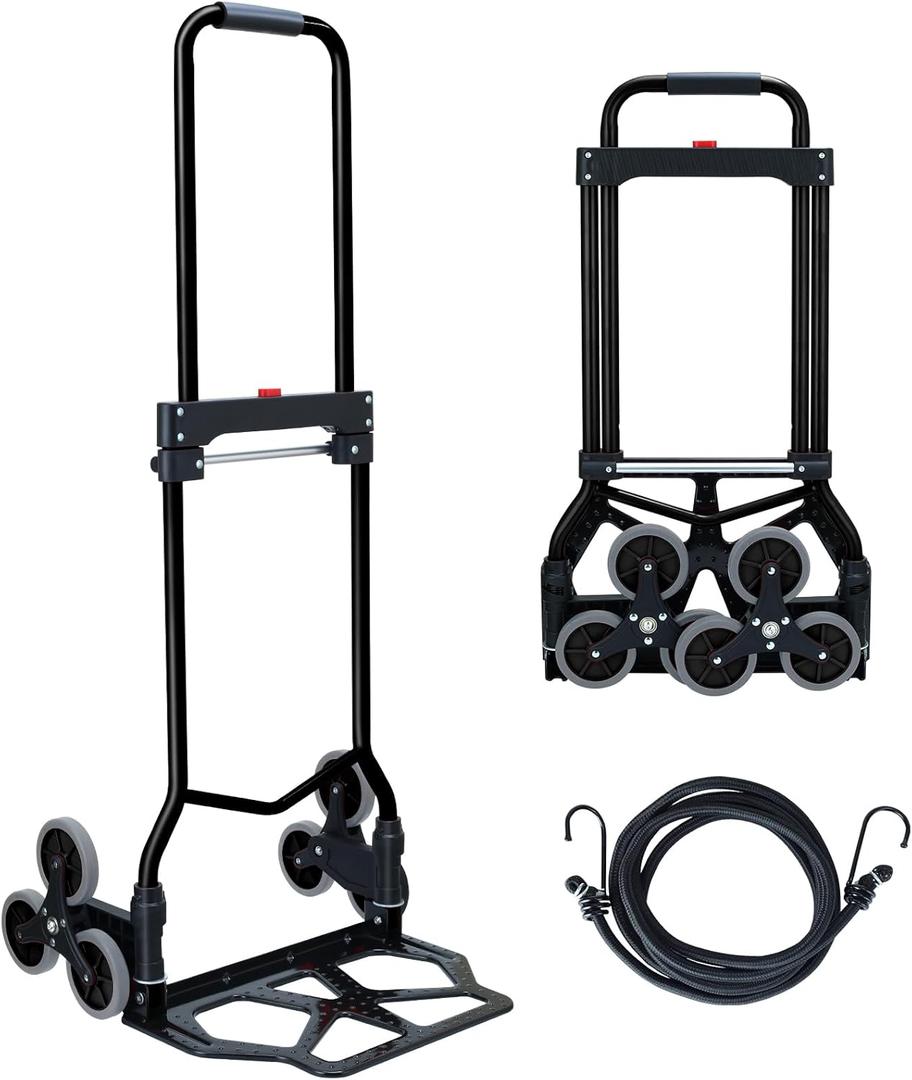Stair Climbing Dolly,330 LB Capacity Stair Dolly Climber Heavy Duty with Telescoping Handle and 6 Wheels,Stair Climbing Hand Truck for Stairs,Moving (Black)