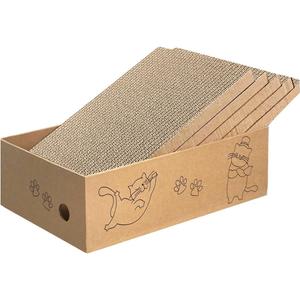 AGYM Cat Scratcher, 5 Packs in 1 Cardboard Box Cat Scratching Pad for Indoor Cats and Kitten, Cat Scratch Pad to Protect Furniture, Large Size AGYM Cat Scratcher, 5 Packs in 1 Cardboard Box Cat Scratching Pad for Indoor Cats and Kitten, Cat Scratch Pad to Protect Furniture, Large Size