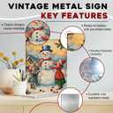 Snowman & Children Christmas Metal Wall Art for Living Room Above Fireplace and Beside Christmas Tree Winter Home Decor 12x16inch