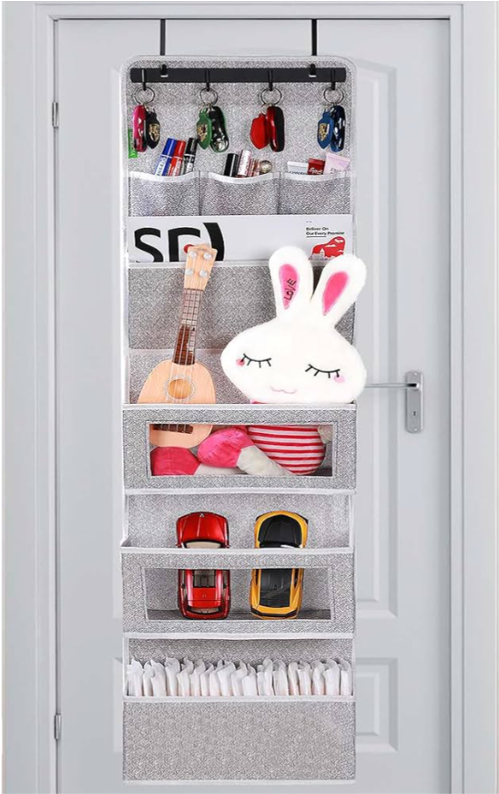 VICTORICH All-IN-ONE Over the Door Organizer, Super Behind the Door Storage Organizer with Door Rack and Large Clear Windows, Wall File Organizer, Hanging Organizer (New Grey) 3 Pack