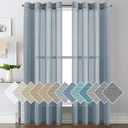 H.VERSAILTEX Linen Curtains Natural Linen Blended Curtain Panels for Living Room/Light Reducing Linen Semi Sheer Curtains 2 Panels Set Nickel Grommet Window Panels (52x84 Inch, Denim)