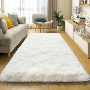 Small Runner Rugs for Bedroom Hallways, 2x4 Runners for Hallways Fluffy Shag Throw Area Rug Non Slip for Bedside Dorm, Shag Rugs for Girls Boys Bedroom, Floor Carpet Runner for Kids Dorm, Cream White