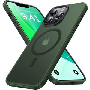 Strong Magnetic for iPhone 13 Pro Max Case [Compatible with Magsafe][Military Grade Drop Protection] Protective Shockproof Translucent Matte Slim Phone Case for iPhone 13 Pro Max, Army Green