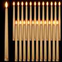 Macarrie 24 Packs Flameless Taper Candles Battery Operated Fake 11 Inch Long Candlelight LED Flameless Candlesticks Flickering Tapered for Christmas Church Prayer New Year Wedding(Gold)