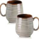 HASENSE 20 Oz Coffee Mugs Set of 2, Porcelain Large Coffee Cups for Office and Home, Modern Coffee Mug with Big Handle for Latte Coffee Tea Soup as Friend Gifts, Dishwasher and Microwave Safe (Grey) (2 Count (Pack of 1)  