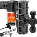 Airbird Adjustable Trailer Hitch Fits 2 Inch Receiver, Heavy Duty Tow Hitches 6 Inch Drop Truck Hitch (25000 LBS GTW), 2 and 2-5/16-Inch Balls, Black