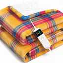 Electric Blanket Heated Twin, Soft Flannel 62"x84" Plaid Heating Blanket with 8 Hours Auto Off 10 Fast Heating Levels Machine Washable Sherpa Heated Blanket with Overheating Protection