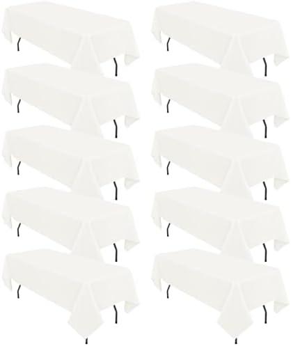 10 Pack Ivory Tablecloths for 8ft Rectangle Tables 60 x 126 Inch - Polyester Table Cover Stain and Wrinkle Resistant Washable Fabric Table Clothes for Wedding Party Banquet Reception Restaurant