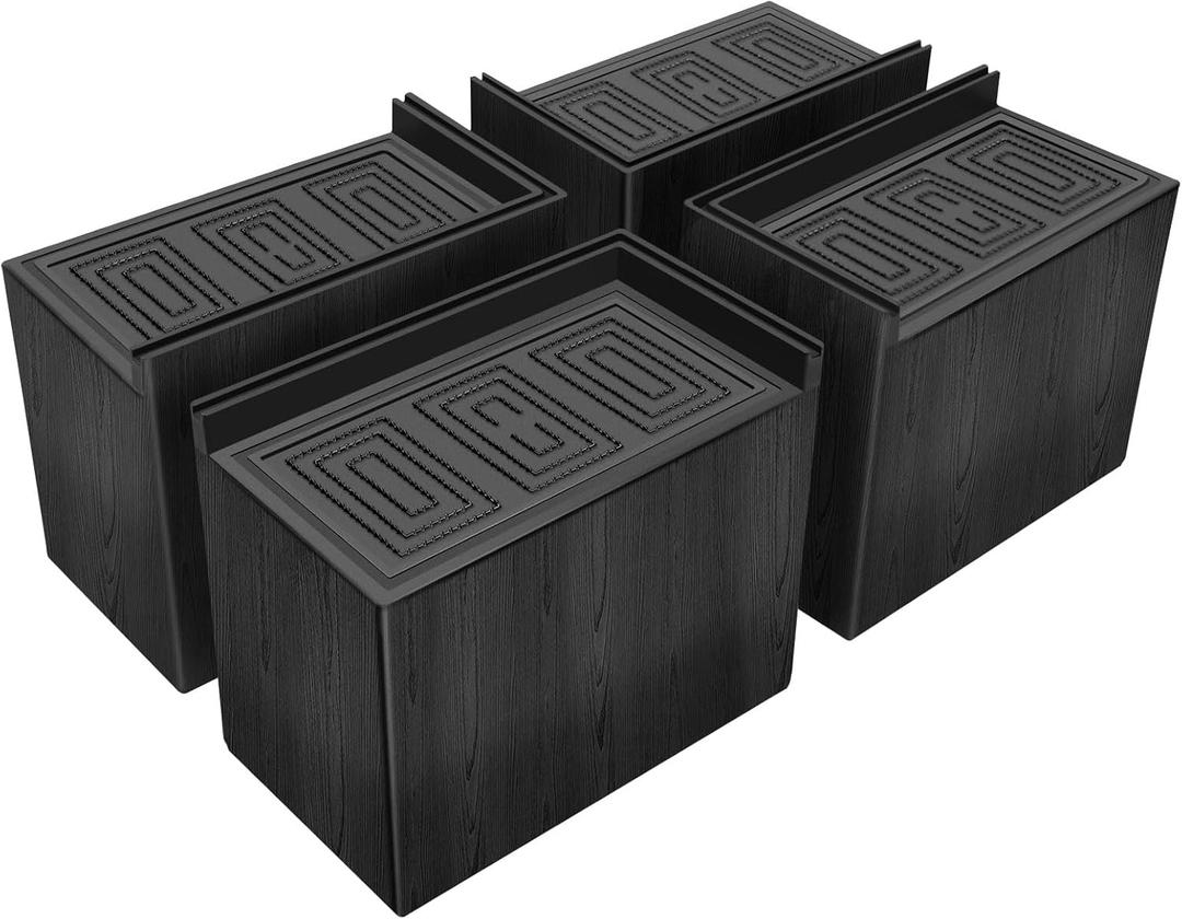 ANNKUT Bed Risers 5 Inch Heavy Duty,Oversized Couch Risers, Extra Wide Furniture Risers for Sofa Table Desk Headboard Chair Lifting,Rectangular Risering Blocks Support 11000 lbs(4 Pack Black)