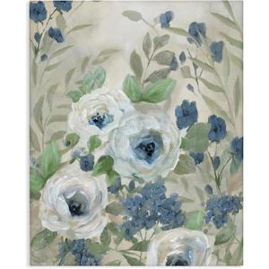 Stupell Industries Muted Blue & White Blossoms Canvas Wall Art Design by Nan, 24 x 30 | Stupell Industries | 24 x 30 Inches, Easy to Hang and Sturdy, Made in USA, by Nan