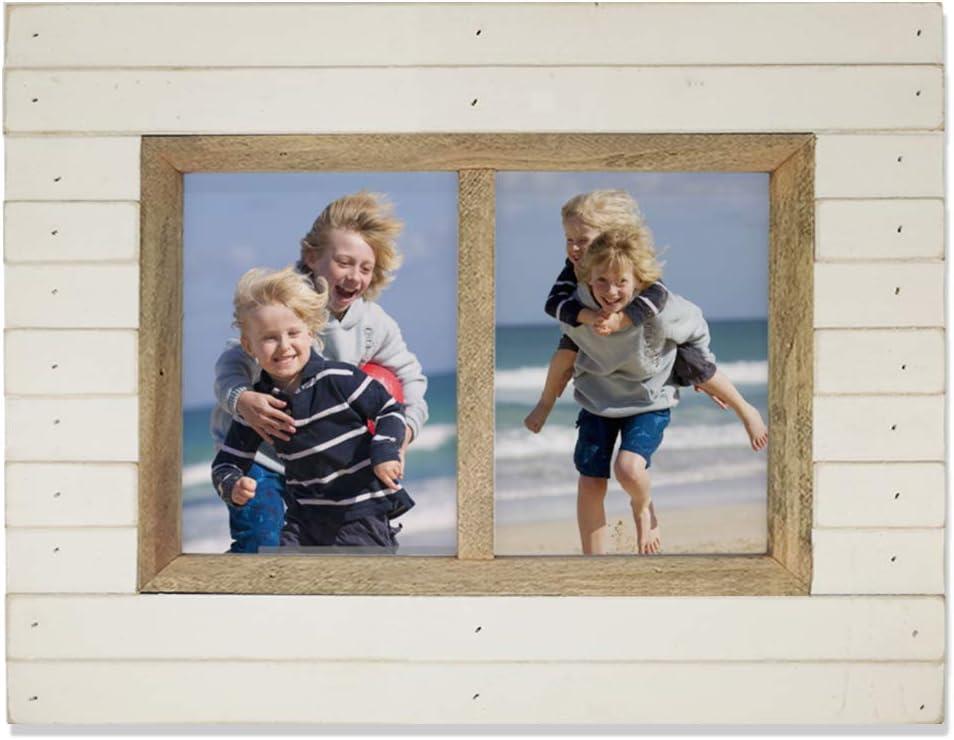 5x7 2-Opening Wood Frames Rustic White Picture Frames Wall and Table Top Display Two Photos