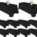 10 Pack Polyester Tablecloths, Black 90 x 156 Inch Polyester Table Cloth for 8 Foot Rectangle Tables, Stain and Wrinkle Resistant Washable Fabric Table Cover for Wedding Banquet Restaurant Party