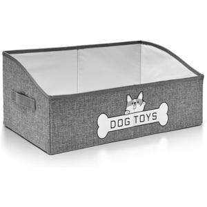 Dog Toy Basket, Specially Designed for Dog Toy Storage, Collapsible Dog Toy Box with HandlePerfect for Storing Pet Toys and Accessories - Grey