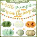 Pumpkin Fall Thanksgiving Baby Shower Decoration 15 Pcs a Little Pumpkin is on The Way Banner Tissue Pom Poms Paper Lantern Fan for Birthday Baby Shower Gender Reveal Party Decor(Green)