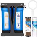 PUREPLUS RV Dual Stage Water Filter System with Grooved Sediment and KDF/Carbon Cartridges, Stainless Steel 3/4" Fittings, Reduces Sediment, Heavy Metals, Chlorine, Odors and More