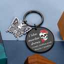Halloween Keychain Boo Basket Stuffers Gifts Funny Gothic Skull Dark Humor Engraving Spooky Witchy Accessory for Women, Witchy Gifts for Women Halloween Basket Stuff Gift for Teen Girl Cool