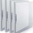 CRANBURY Punchless Clamp Binder (4-Pack, Gray), Ringless Binder Holds 100 Letter Size Pages, Documents, 8.5x11 Folder with Metal Clip for Home or Office, Transparent Acid-Free Poly