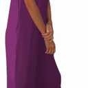 Womens Casual Sleeveless Strap Loose Adjustable Jumpsuits Stretchy Long Pants Romper with Pockets (Purple, XXL)