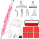 Praise V Do Diamond Painting Art Drill Pen Kit with Screw Stainless Steel Rose Metal Tip Nibs Placers Roller Tool Accessories, Ergonomic Diamond Art Pen for 5D Diamond Paint Bead Dot Pink