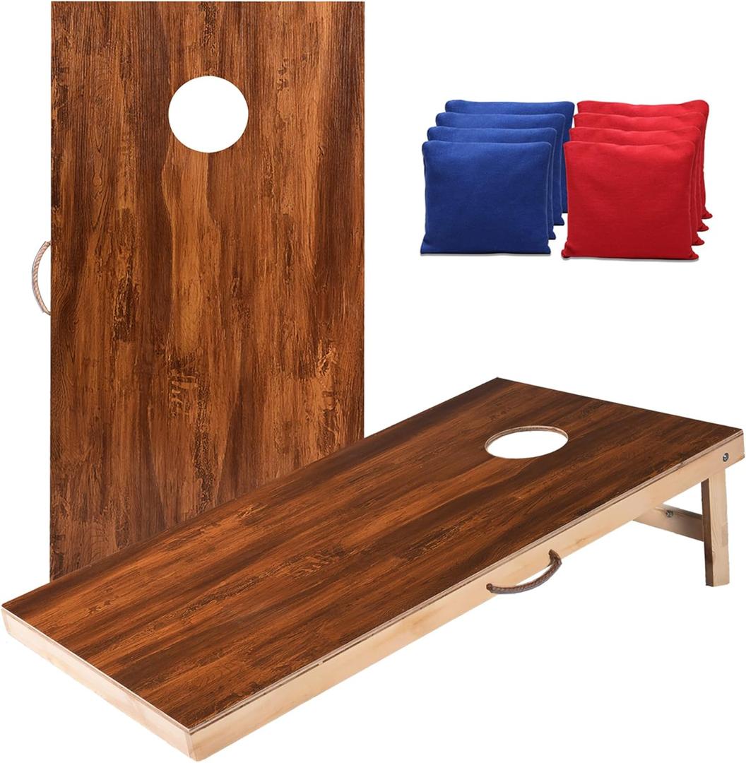 Sportdo 4x2 ft Solid Wood Cornhole Set with 8 Bean Bags, Regulation Size Cornhole Board Set for Adults, Cornhole Game Set for Tailgate Backyard Toss Games Indoor&Outdoor Activities
