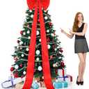 118 Inch Large Christmas Tree Topper Bow Satin Extra Large Farmhouse Bow Ornament for Xmas Home Wedding Party Supplies Decoration (Red)