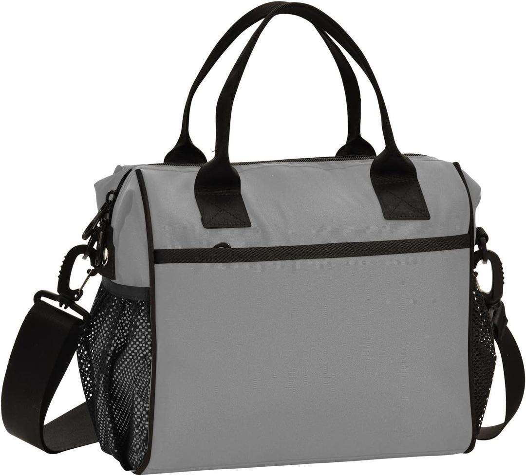 Deep Dark Gray School Lunch Bag, Adjustable Lunch Coolers, Keeps Food Fresh, Ideal for Office or Outdoor, Small
