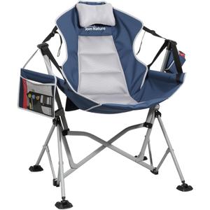 Oversized Hammock Camping Chairs, Folding Swing Chair with 1-Step Design, Swinging Hammock Chair with Adjustable Backrest, Lumbar Support & Headrest for Outdoor&Indoor, Support 400LBS, Blue