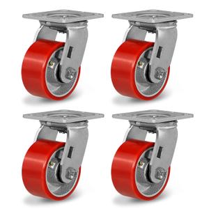 4" Casters, Heavy Duty Industrial Caster Wheels Swivel Casters Set of 4-3200lbs Capacity