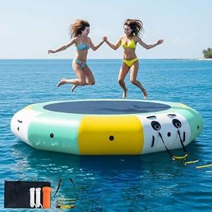 COOLWAVE Water Trampoline for Lake, Floating Trampoline for Lake Pool Ocean with No Pump (10FT Yellow)