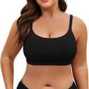 American Trends Plus Size Bikini Top for Women Large Bust Swim Tops Sports Swim Bra with Strong Support (Black, 2XL)