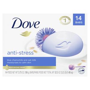 Dove Beauty Bar Gentle Cleanser Moisturizes To Calm Skin Anti-Stress Cream Bar Gentle Bar Soap Cleanser Made With 1/4 Moisturizing Cream 3.75 oz 13 Count