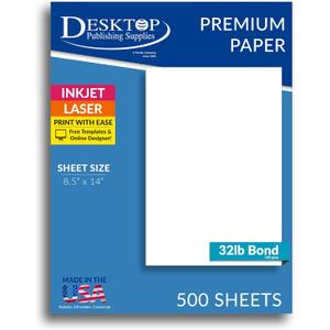 500 Sheets Legal Size 32lb Paper - 8.5 x 14 White Printer Paper - 98 Bright -120 gsm Bond Premium Legal Document - Laser & Inkjet Compatible - Made in USA