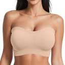 OEAK Strapless Bras for Women Wireless Bandeau Bra Non Slip Push Up Tube Top Seamless Bras Comfortable Padded Bralette,LArge