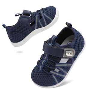 JOINFREE Toddler Sandals for Boys Girls Qucik Dry Kids Water Sandals Outdoor Breathable Wide Barefoot Shoes Lightweight Summer Barefoot Shoes for Swim Pool Beach NavyBlue 4-5 Toddler, 120