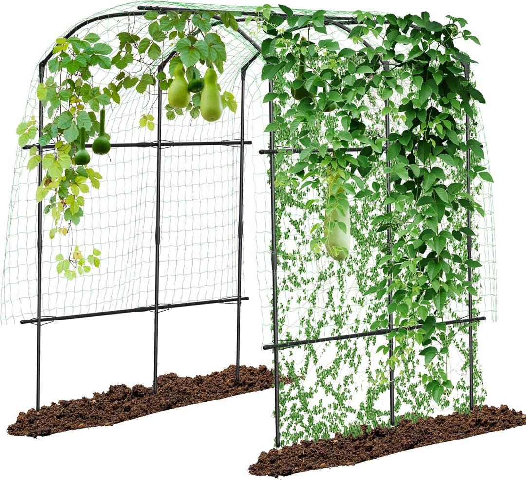 DoCred Tall Garden Arch Trellis for Climbing Plants, 87in Tall Metal Plant Support Trellis Archway for Climbing Vine Vegetable/Fruit/Flower Outdoor Yard Lawn Garden Arch Tunnel Trellis (75" L x 71" W x 87" H)