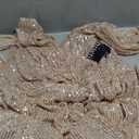 Women's Plus Size Flare Sleeve V Neck Side Split Sequin Formal Prom Dress (X-Large, Gold)