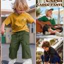 Langyiwee 3 Pack Boys Capri Pants Drawstring Elastic Waisted Teens Cargo Joggers Pull on Casual Sweatpants with Pockets(Army Green, Navy Blue, Black,11-12 Years)