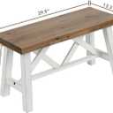 Wnutrees 30" Farmhouse Wood Bench, Rustic Solid Wood Entryway Bench Seat with Double X-Structure for Dining Room, Living Room, Hallway, Structural Stability, White