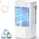 Portable Air Conditioners 4-in-1 Mini Small Air Conditioner Evaporative Air Cooler Fan with 1000ml Water Tank 3 Speeds 7 LED Lights Personal Mini AC with Timer for Bedroom Desktop Home Office (White)