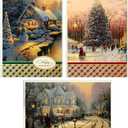 Hallmark Thomas Kinkade Boxed Christmas Cards Assortment, Snowy Scenes (3 Designs, 24 Cards with Envelopes)