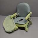 Booster Seat for Kitchen Chair, 3-in-1 Foldable Baby Booster Seat with Removable Dual Tray & 3-Point Harness, Portable Toddler Booster Chair for Dinning Table, Travel, Outdoor Camping, Green