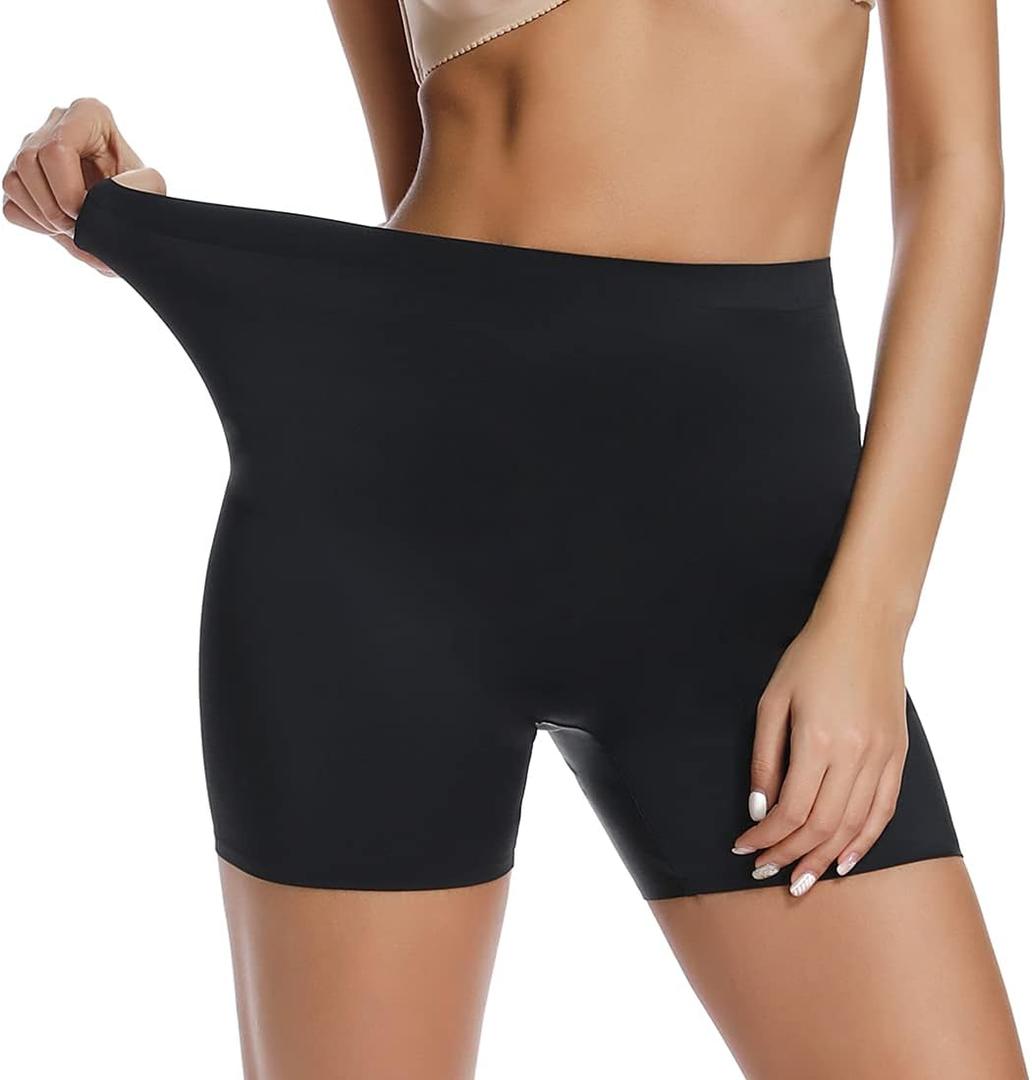 JOYSHAPER Boyshorts Panties for Women Anti Chafing Underwear Slip Shorts for Women Under Dress (Large, Blackregular Waistband-1)