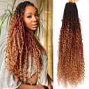 Soft Boho Locs Crochet Hair for Black Women-30 Inch 8 Packs Goddess Faux Locs Crochet Human Hair Feeling Pre Looped with Curly Ends (1B/30/27, 30 Inch(Pack of 8))