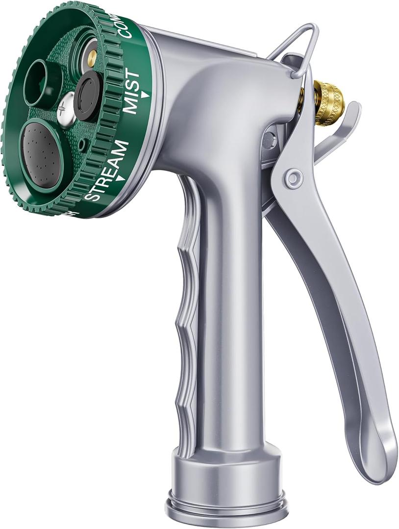 Garden Hose Nozzles, Heavy Duty Metal Nozzles, Tie Rods Made of Brass, High Pressure Hose Nozzles with Non-Slip Handles for Garden Watering, Car Washing and Showering Pets