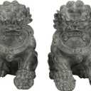 Red Lantern 9" Sitting Foo Dog Statues