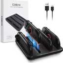 CoBak Charging Dock for Nintendo Switch 2 Joy-Con Controllers - 4-in-1 Fast Charger Station with Magnetic Base, Weighted Stand, and Overcharge Protection - Includes Charging Cable