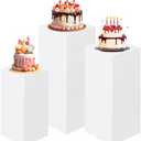 HAISIWLKJ 3PCS Cylinder Pedestal Stands for Parties, White Metal Round Cylinder Plinths Dessert Table Display Pillars for Birthday Wedding Bridal Baby Shower Party Decorations(Large)