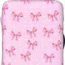 Travel Luggage Cover Pink Bow Dot, High Elasticity Washable Travel Baggage Protector Case Fits 26-28 in