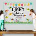 Kosiz 96 Pcs Let Your Light Shine Church Bulletin Board Religious Christian Classroom Bulletin Board Wall Decor Firefly Jar Cutouts for Sunday School Classroom Supplies Wall Decor