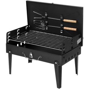Portable Black Square Charcoal Grill Cast Iron